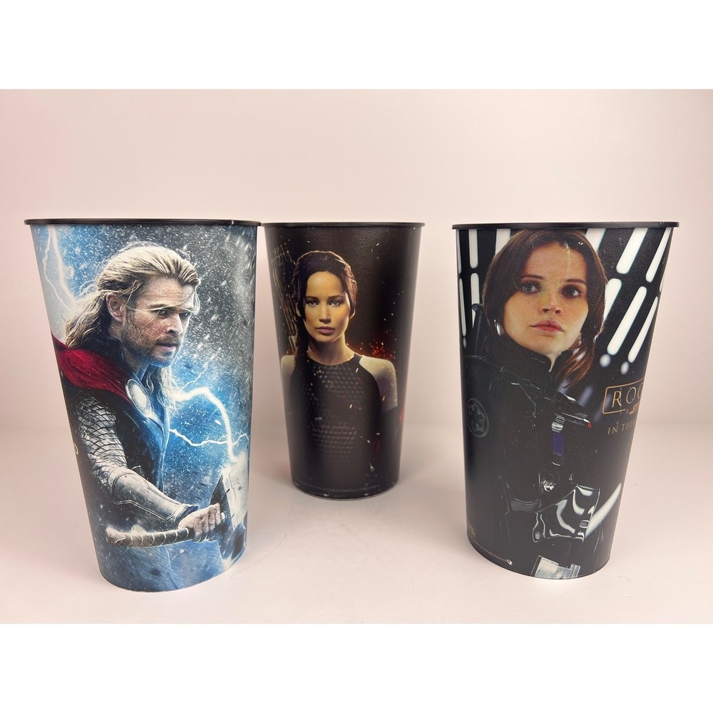 Marvel Thor Hunger Games Rogue One Star Wars Coca Cola Movie‎ Cups Set of three